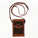 Leather Phone Bag, Shoulder Mobile Case, Small Brown Crossbody iPhone Purse
