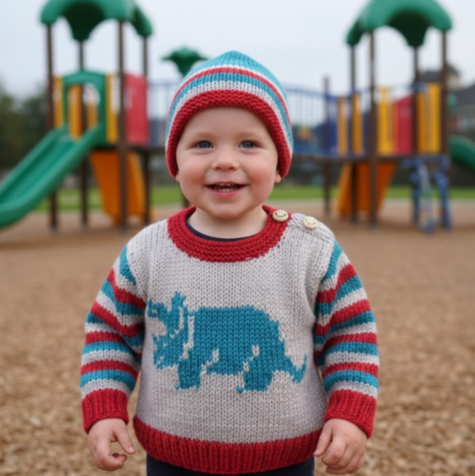 Dinosaur Baby Sweater and Hat Knitting Pattern, Digital Pattern
