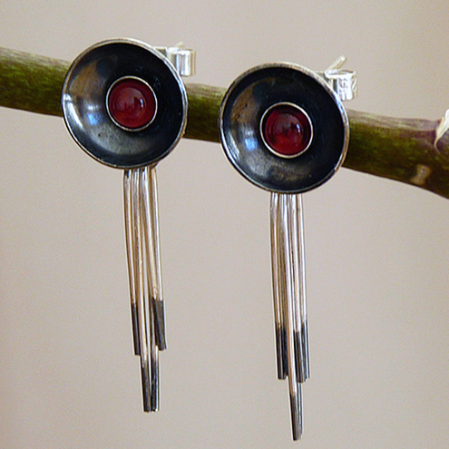 Sterling Silver Studs with Garnet, S8