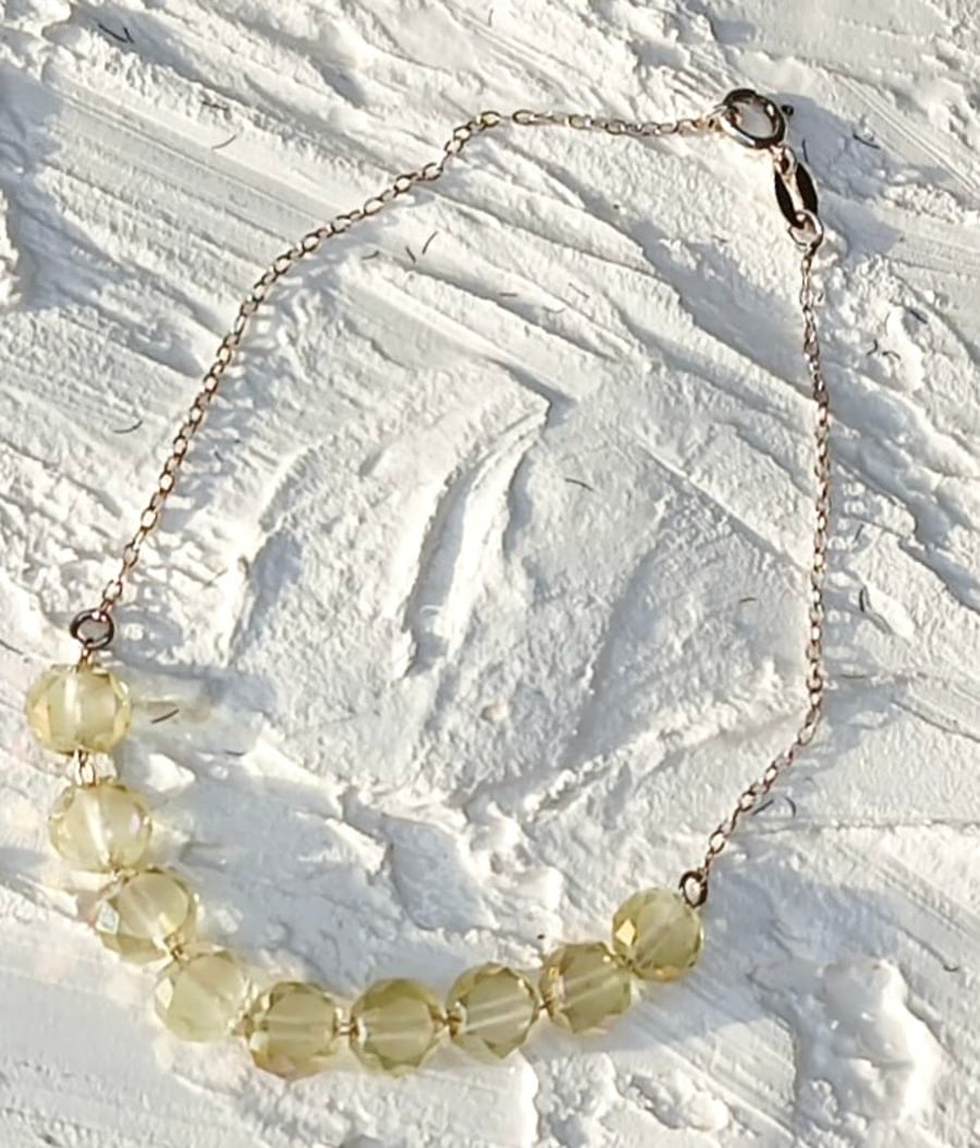 Faceted Lemon Quartz Sterling Silver Bracelet 