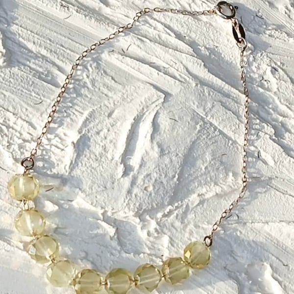 Faceted Lemon Quartz Sterling Silver Bracelet 