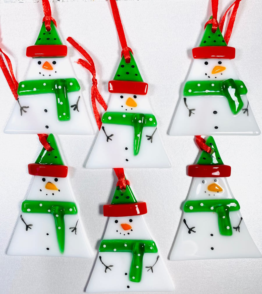  Christmas Fused glass snowmen 