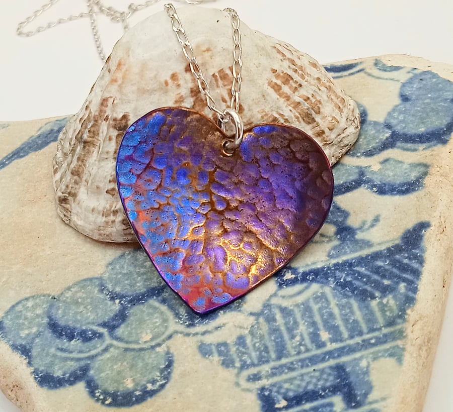 Coloured Titanium Small Heart Pendant Necklace - UK Free Post