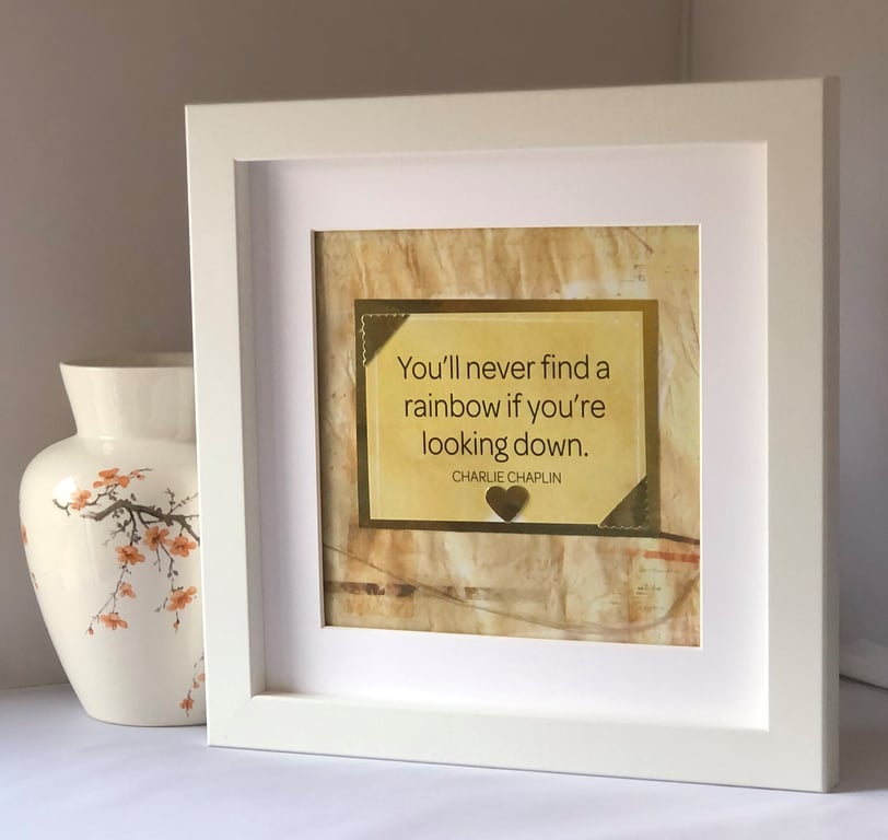 Handmade Framed Charlie Chaplin Quote: Inspirational Wall Art Gift