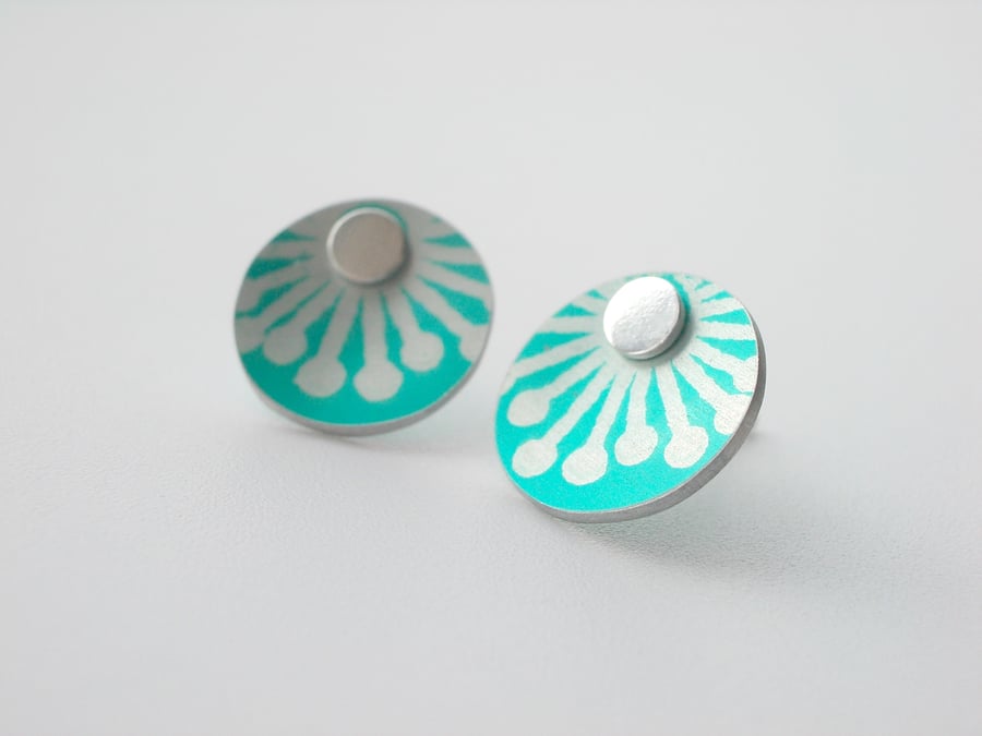 Tiny turquoise starburst studs earrings