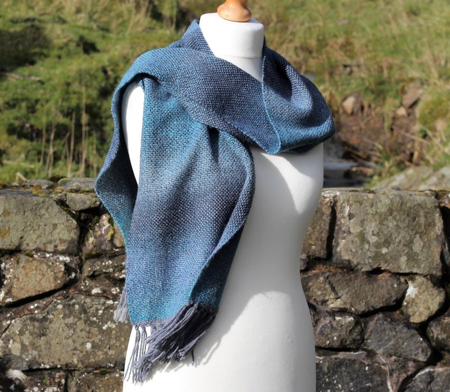 Blue and grey scarf