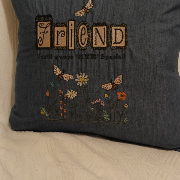 Friends embroidered cushion cover