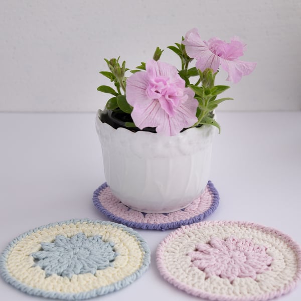 Cotton coasters for plant pots and vases