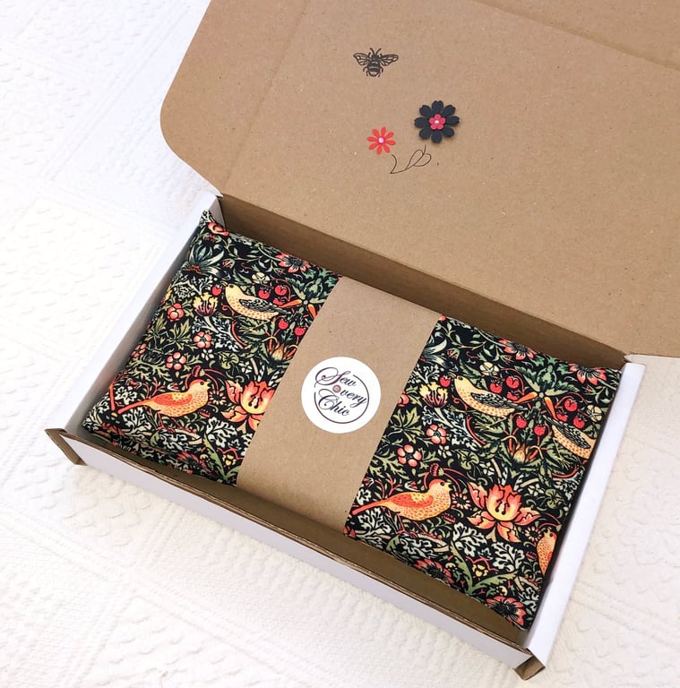 Wheat Bag Strawberry Thief Linen fabric Gift Set 