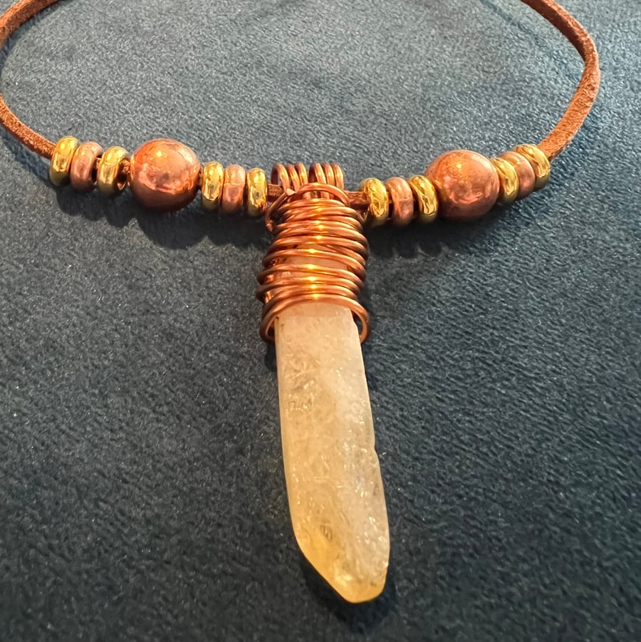 Enchanted Citrine and Copper Pendant Necklace for luck and prosperity