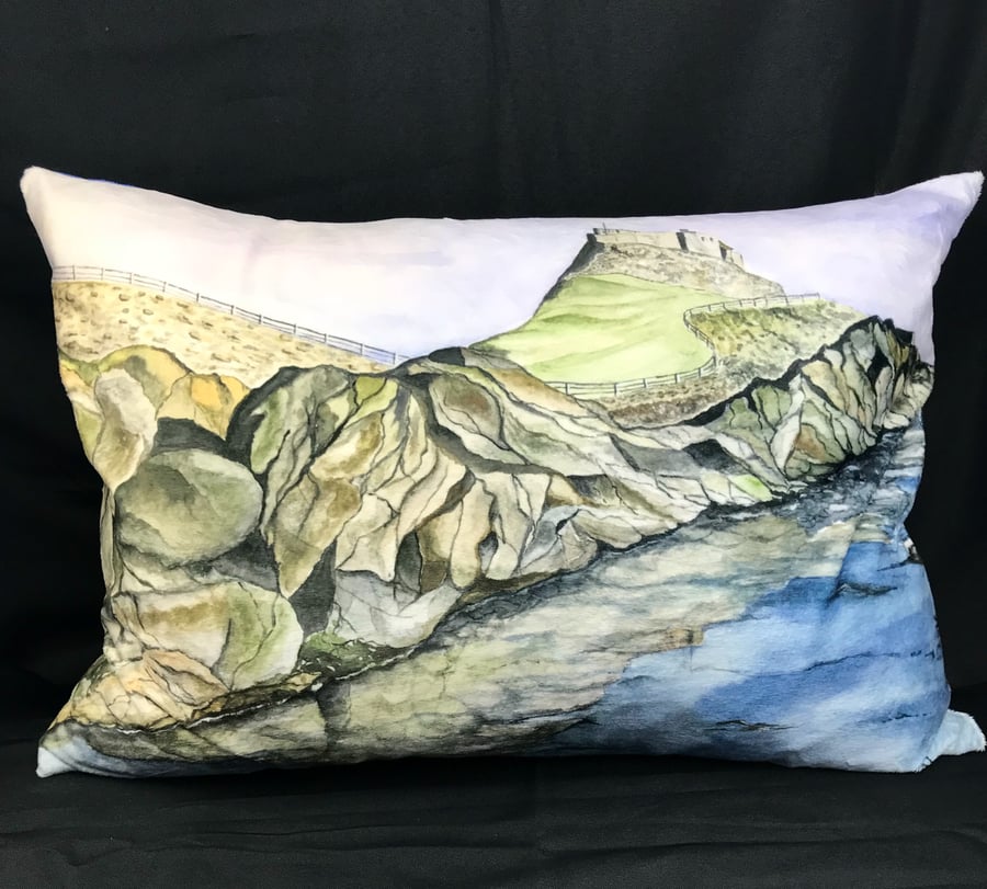Lindisfarne Castle Cushion, Luxury cushion, handmade cushion, throw cushion