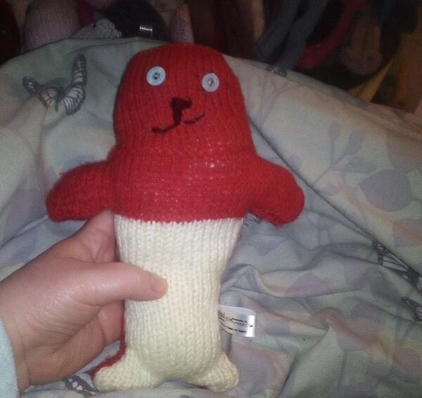 Red with Cream Tummy - Hairless Midi Mermaid with Pale Blue Eyes Knitted By KM