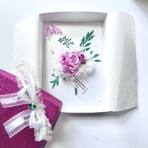 Personalized 3D Flower Bouquet Birthday Card: Handmade Luxury Gift C101