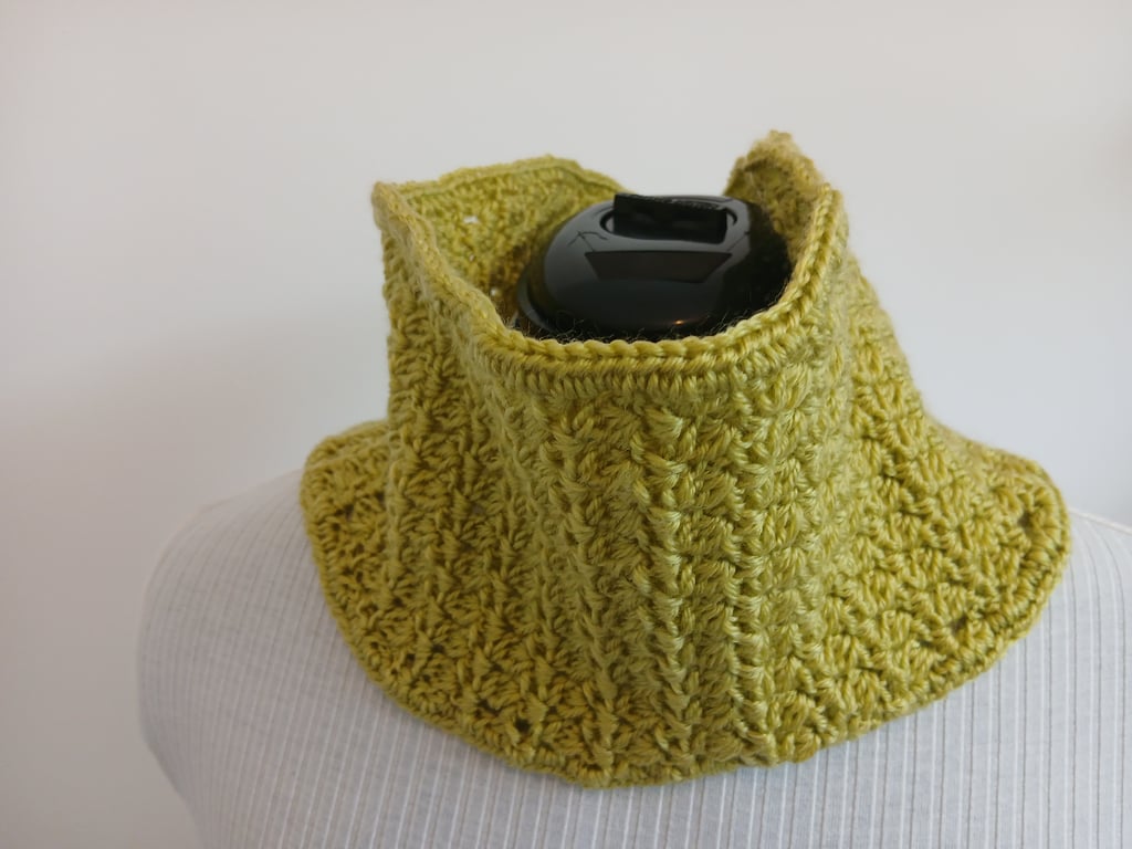 Hand crocheted lime green bobble stitch neck warmer cowl