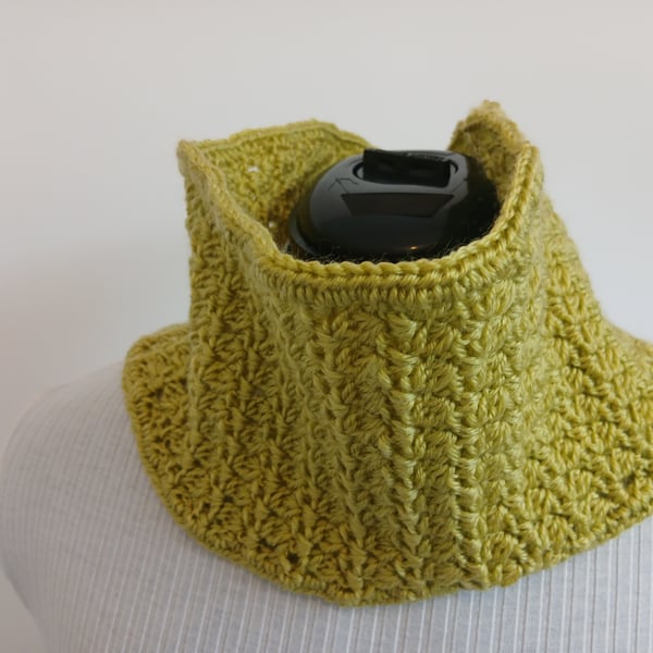 Hand crocheted lime green bobble stitch neck warmer cowl