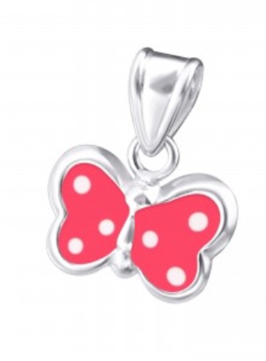 Sterling Silver Hot Pink Butterfly Charm