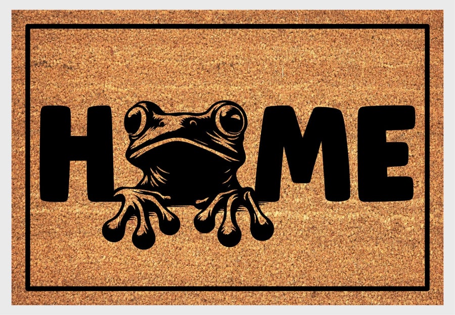 Frog Home Door Mat No.1 - Frog Welcome Mat - 3 Sizes