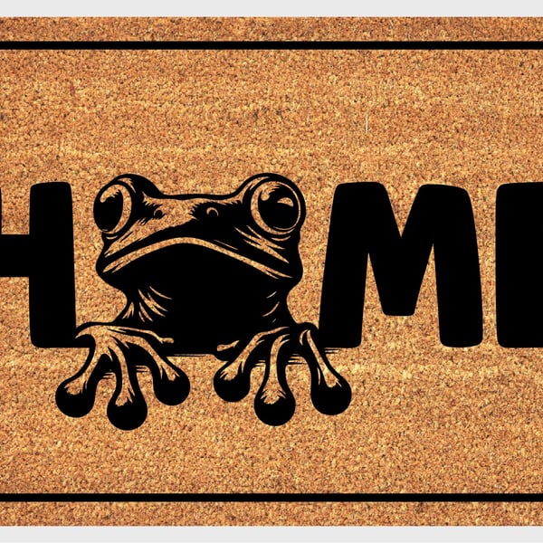 Frog Home Door Mat No.1 - Frog Welcome Mat - 3 Sizes