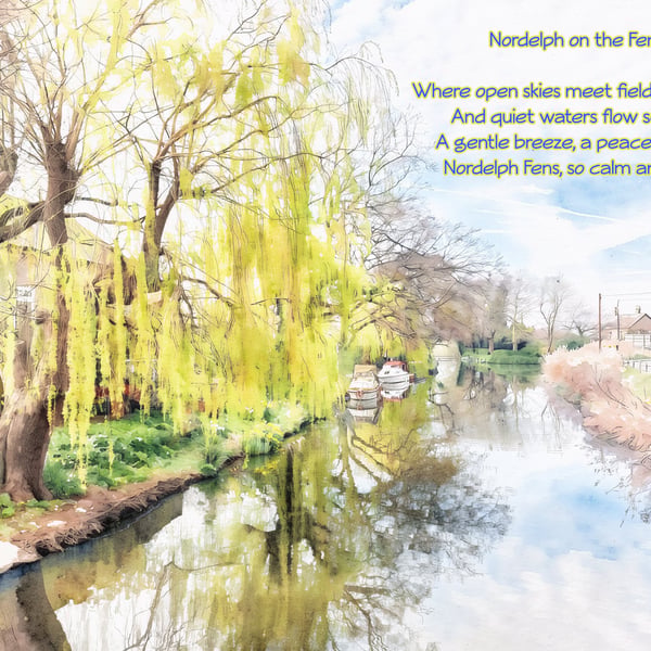 Nordelph Norfolk Poem Card A5 Beach View 
