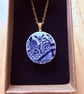 Upcycled bone china necklace blue willow pattern