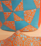 Tote Bag With Matching Face Mask, Bright Orange and Sky Blue - Image 3