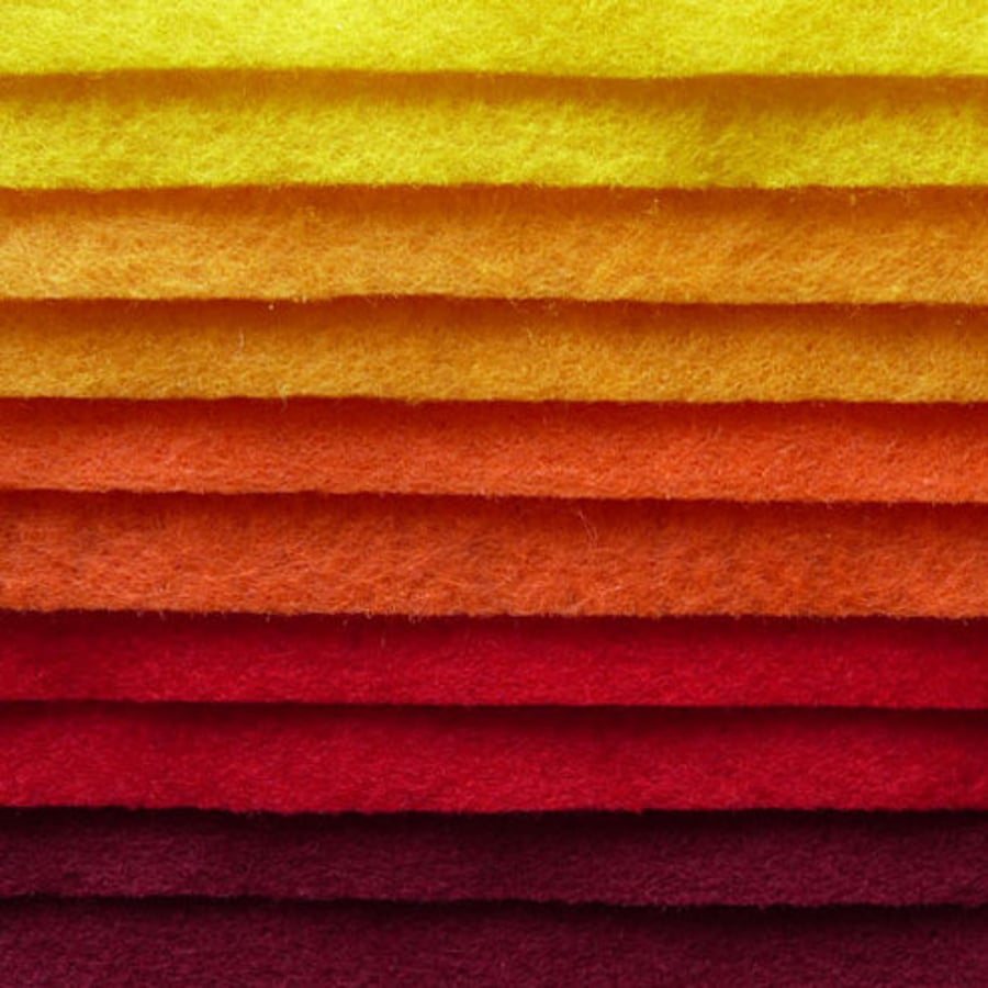 Felt - 'Fiery' Recycled Felt Sheets