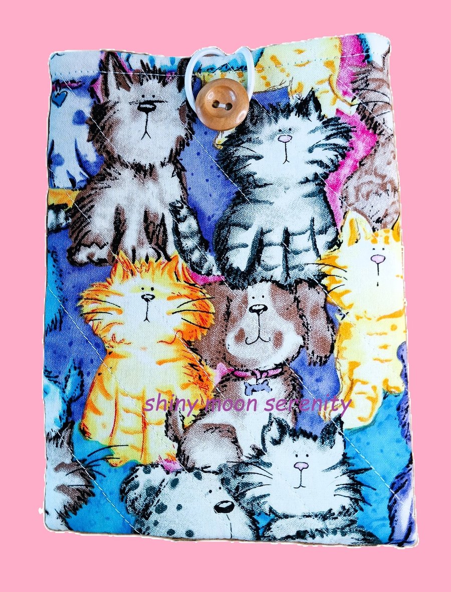 Multi Coloured Cat & Dog Print, Book-Kindle Sleeve