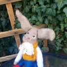 Whatcraft Needle Felted Hare Rabbit Poseabe Wire Ears 15 INCHES,  38cm TALL.