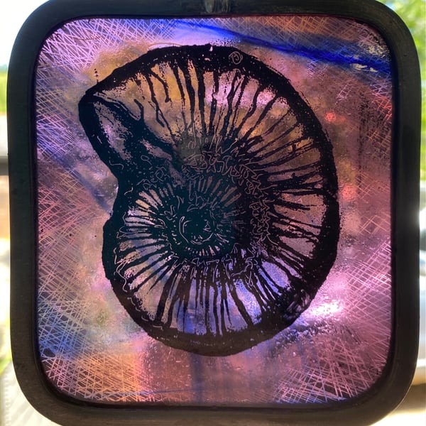 Ammonite stained glass light catcher 