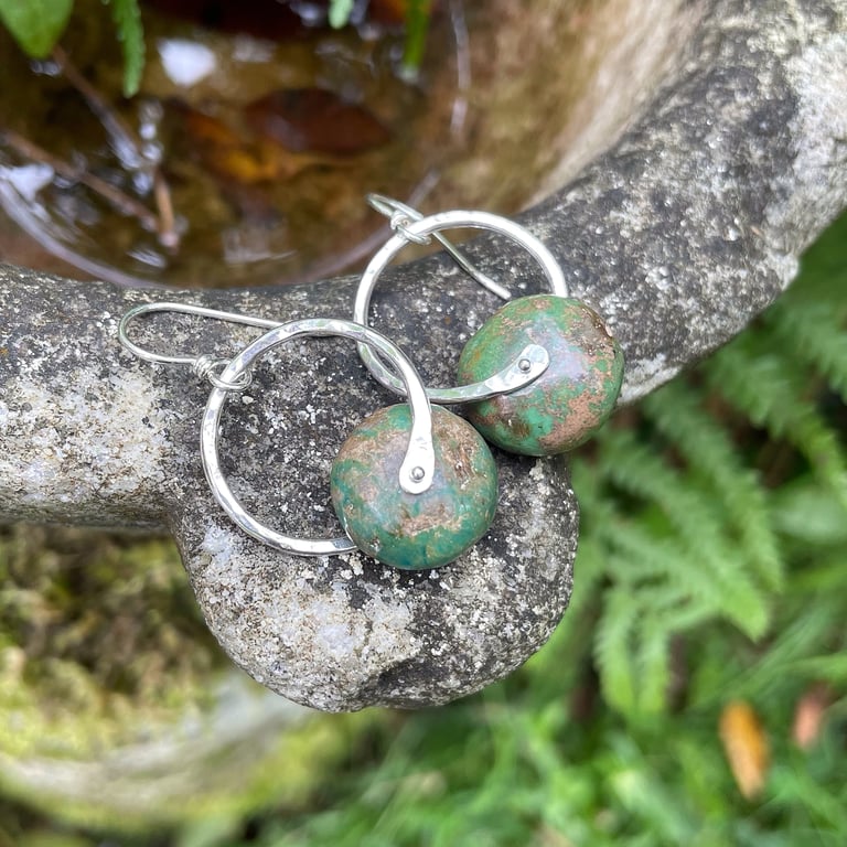 Sterling silver and green turquoise earrings