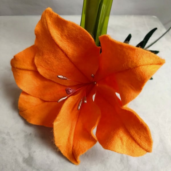 Felt orange lily flower