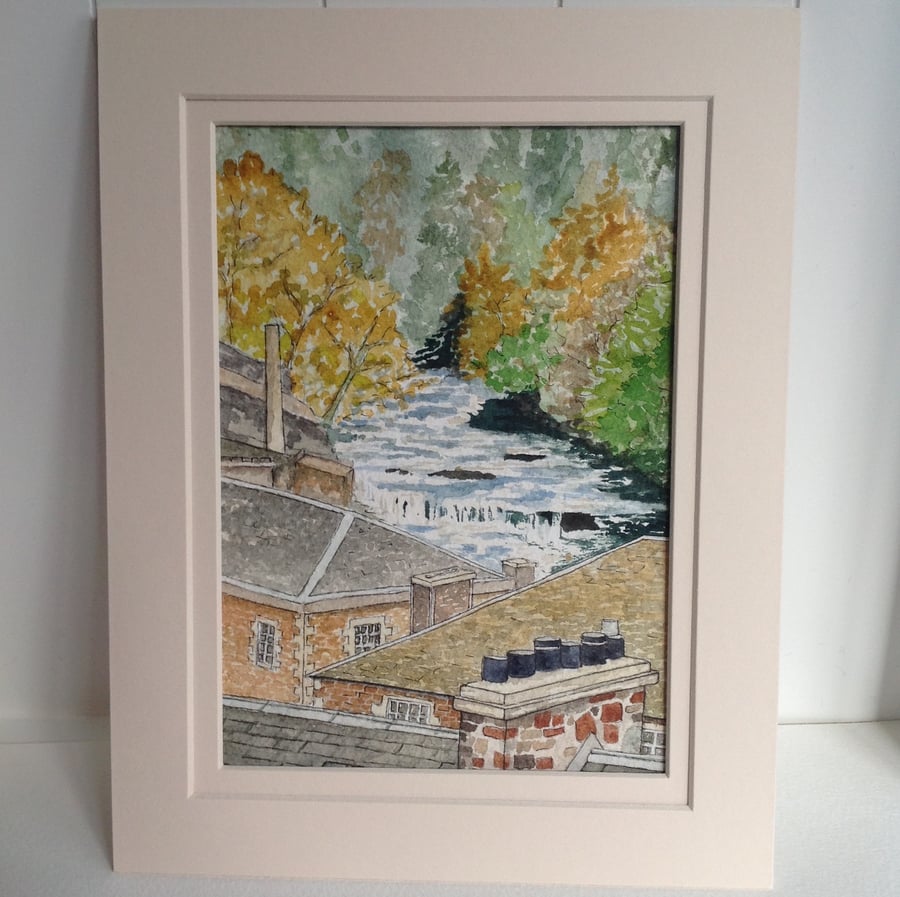 Falls of Clyde, New Lanark original watercolour painting