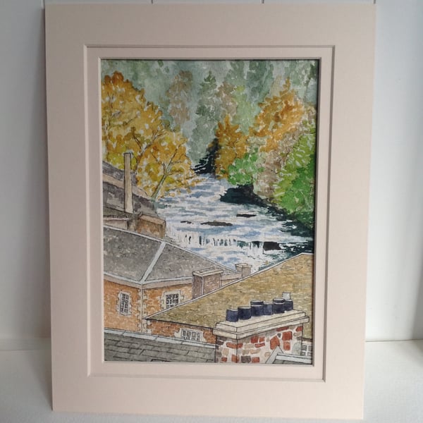 Falls of Clyde, New Lanark original watercolour painting