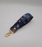 Bag charm wristlet  - keyfob, navy blue and gold snowflake keyring. Sale.    - Image 3