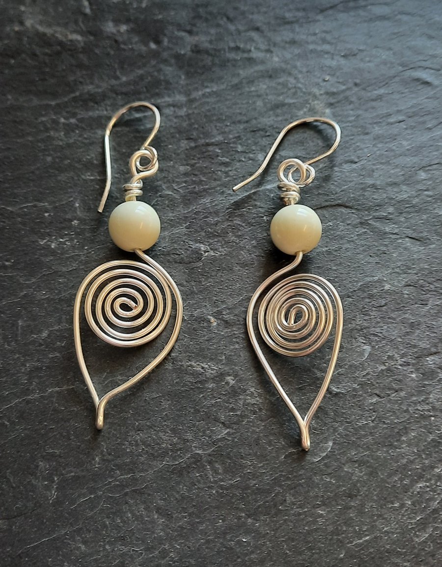 Silver Plated Wire Wrapped Bead Earring
