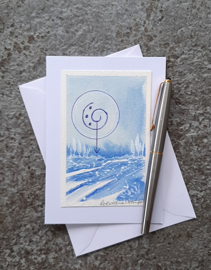 Cleansing  Handpainted Blank Card. Wicca Symbol Sigil Rune