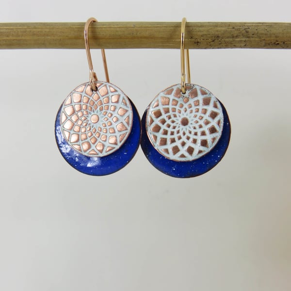 Double Copper Disc with Colourful Enamel and Textured Section