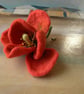 Handmade felted wool flower pin brooch