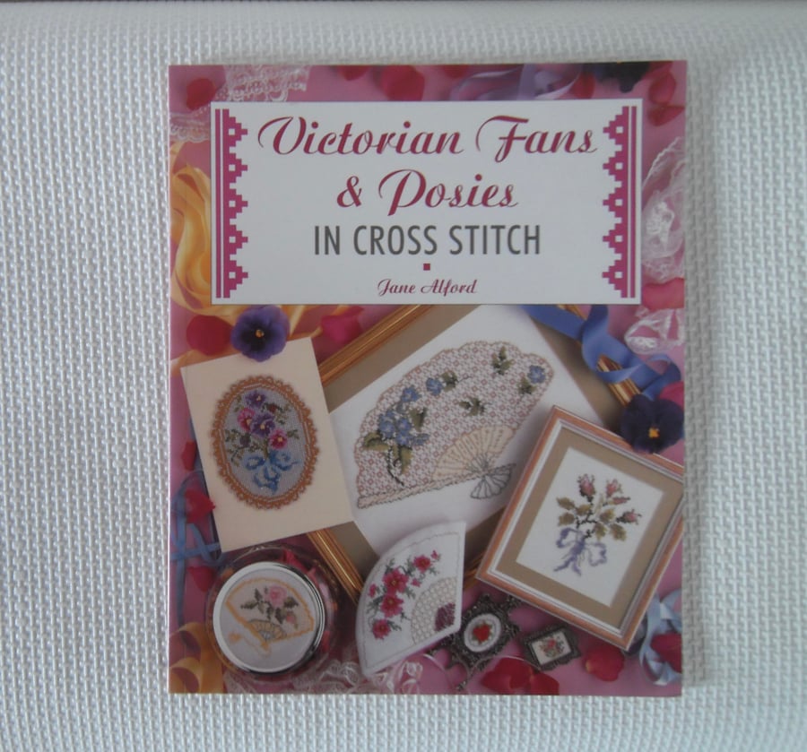  SOLD Victorian fans and posies in Cross Stitch book by Jane Alford
