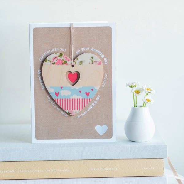 Wedding Card - Luxury Handmade Card, Keepsake Card, Congratulations, Mr & Mrs, W