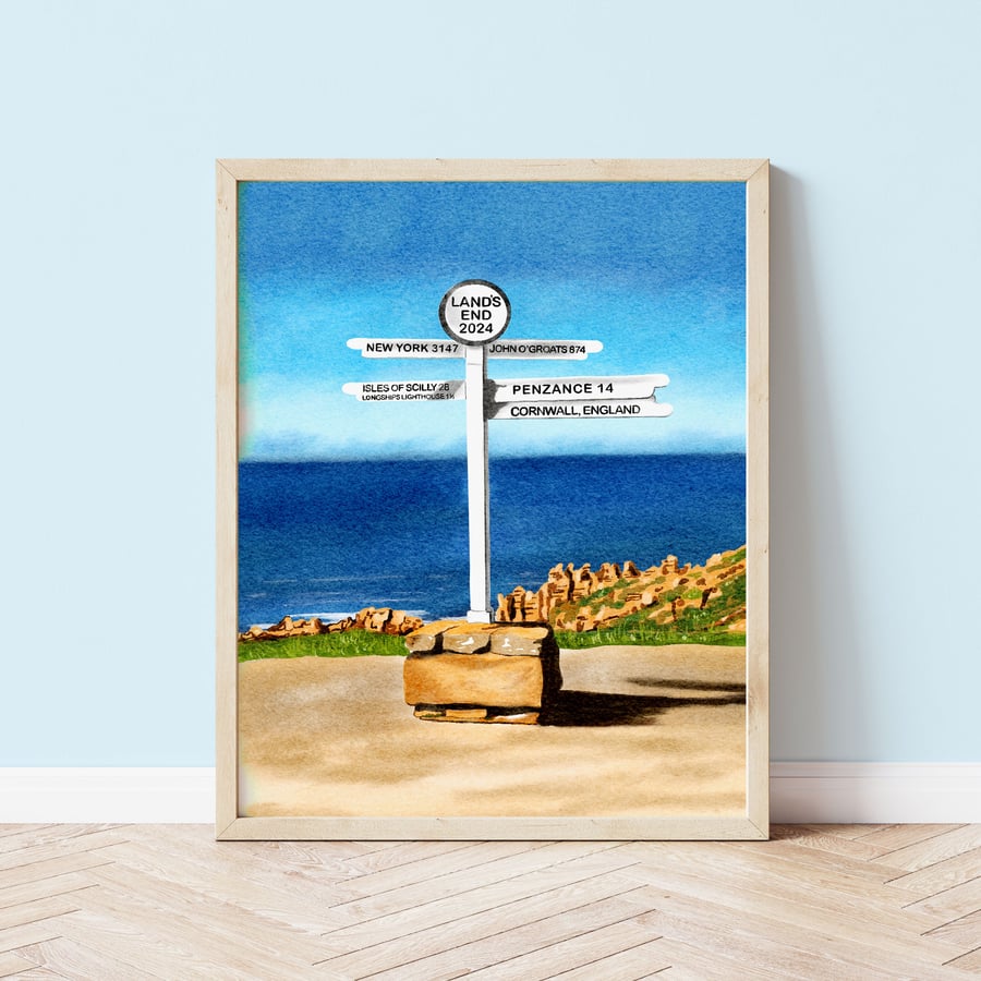 Land's End, Cornwall Illustrated Art Print