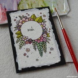 floral wreath meh - original aceo