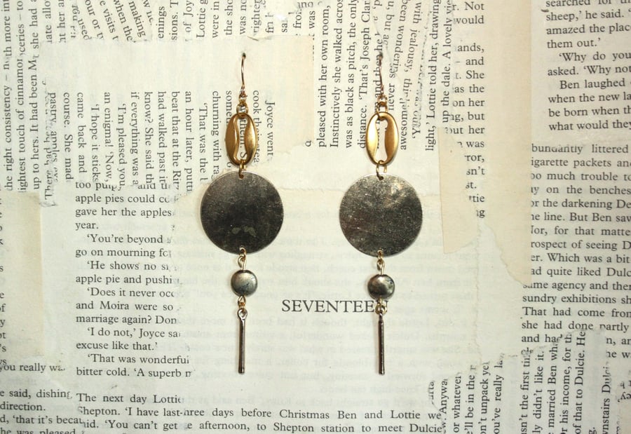 Gold Disc Statement Dangle Earrings