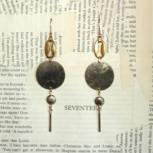 Gold Disc Statement Dangle Earrings