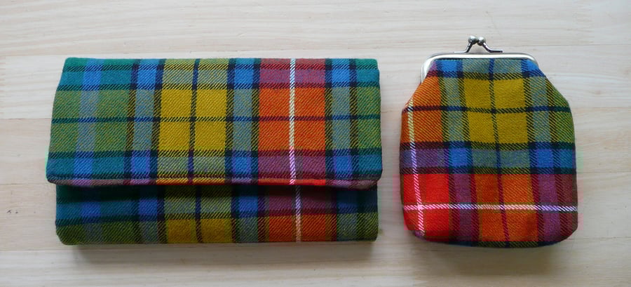 Tartan wallet, coin purse, key ring, Buchanan tartan purse, gift set