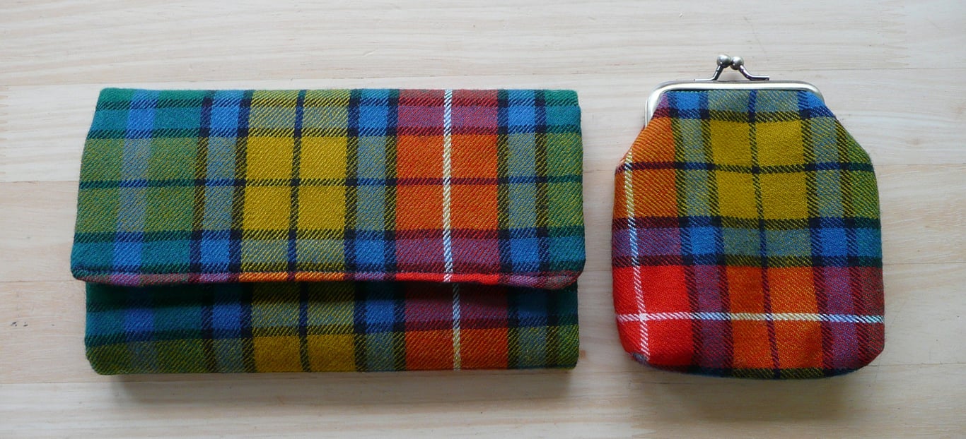 Tartan wallet, coin purse, key ring, Buchanan tartan purse, gift set