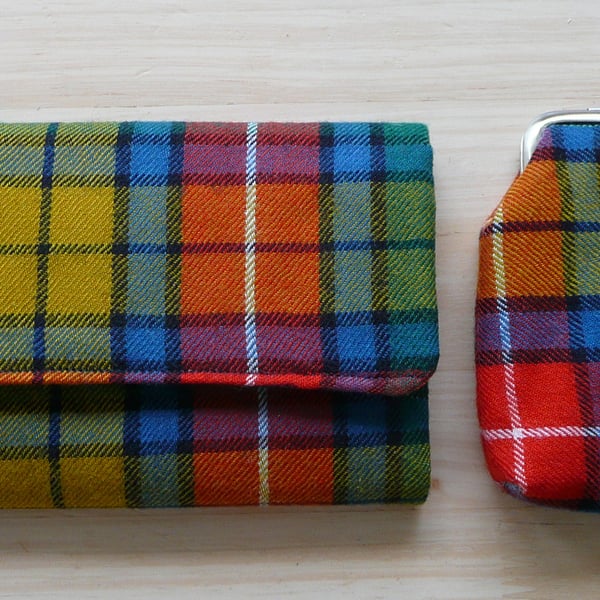 Tartan wallet, coin purse, key ring, Buchanan tartan purse, gift set