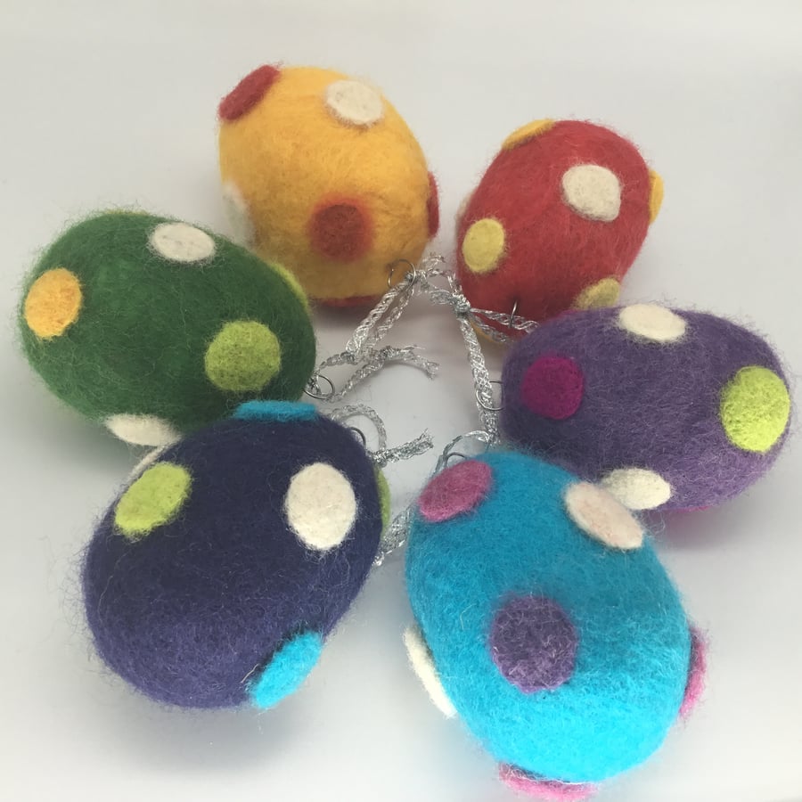 Set of 6 hand felted Easter egg decorations