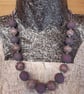 Elegant mauve and green polymer clay necklace - Image 1