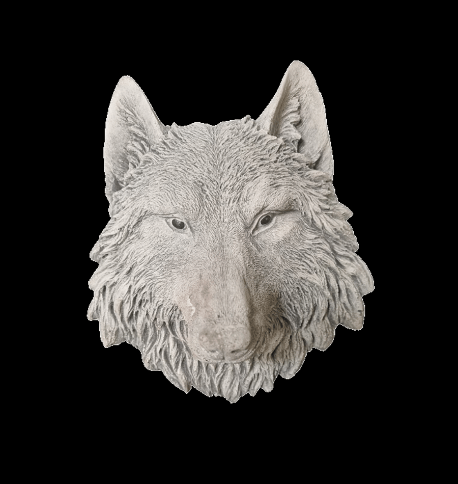 Stone wolf head